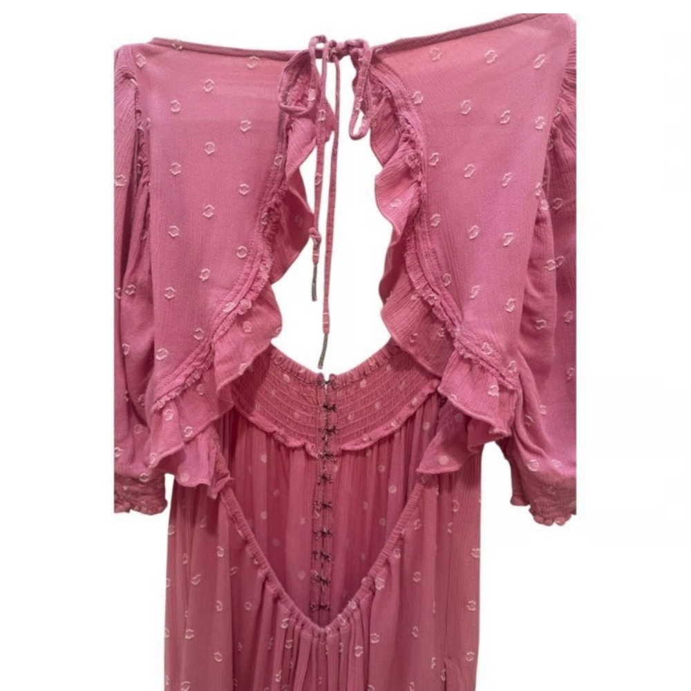 Free People Romper Pink/Rose with Puff Sleeves